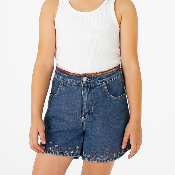 GAP Other - VINTAGE GAP GIRLS DENIM SHORTS FOUR POCKET, SEQUINED AND BEADED TRIM, ZIP FLY
